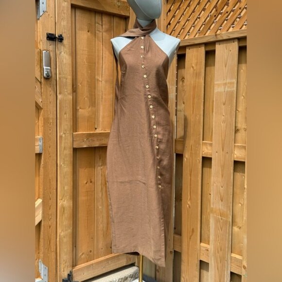 🆕 CULT GAIA 🧿 NWOT Romia Button-Detail Dress, Affogato Brown - Sz M - Picture 4 of 16